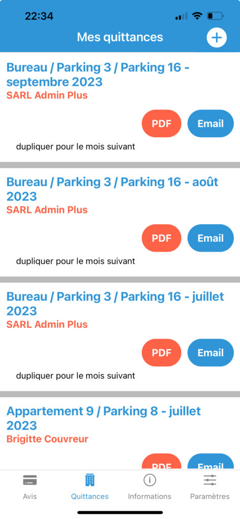 Aperçu de l'application Quittance de Loyer sur smartphone
